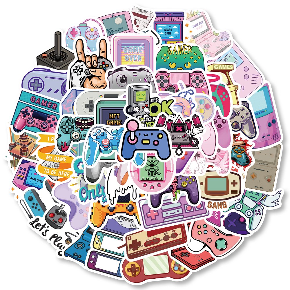 60pcs Funny Cartoon Game Gamepad Stickers Waterproof Diy Skateboard Laptop Computer Car Phone Case Decorative Sticker Kids Toys