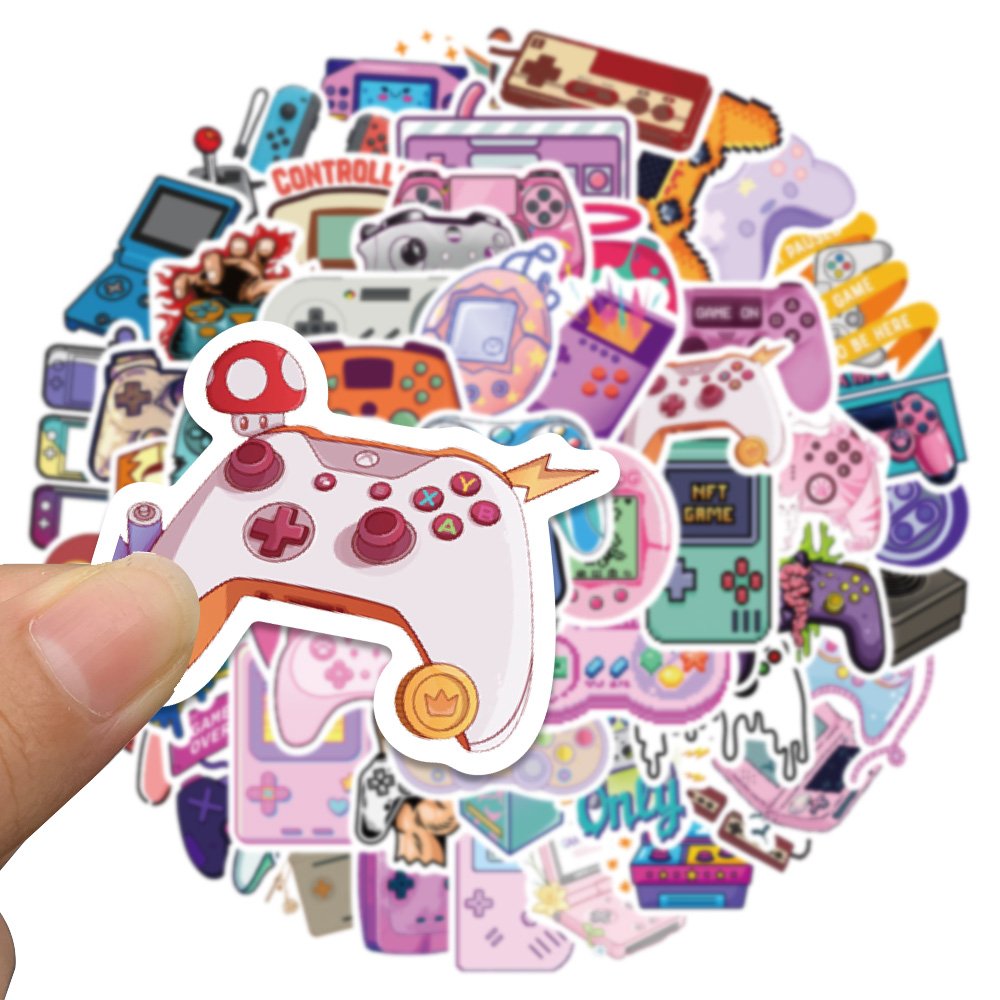 60pcs Funny Cartoon Game Gamepad Stickers Waterproof Diy Skateboard Laptop Computer Car Phone Case Decorative Sticker Kids Toys