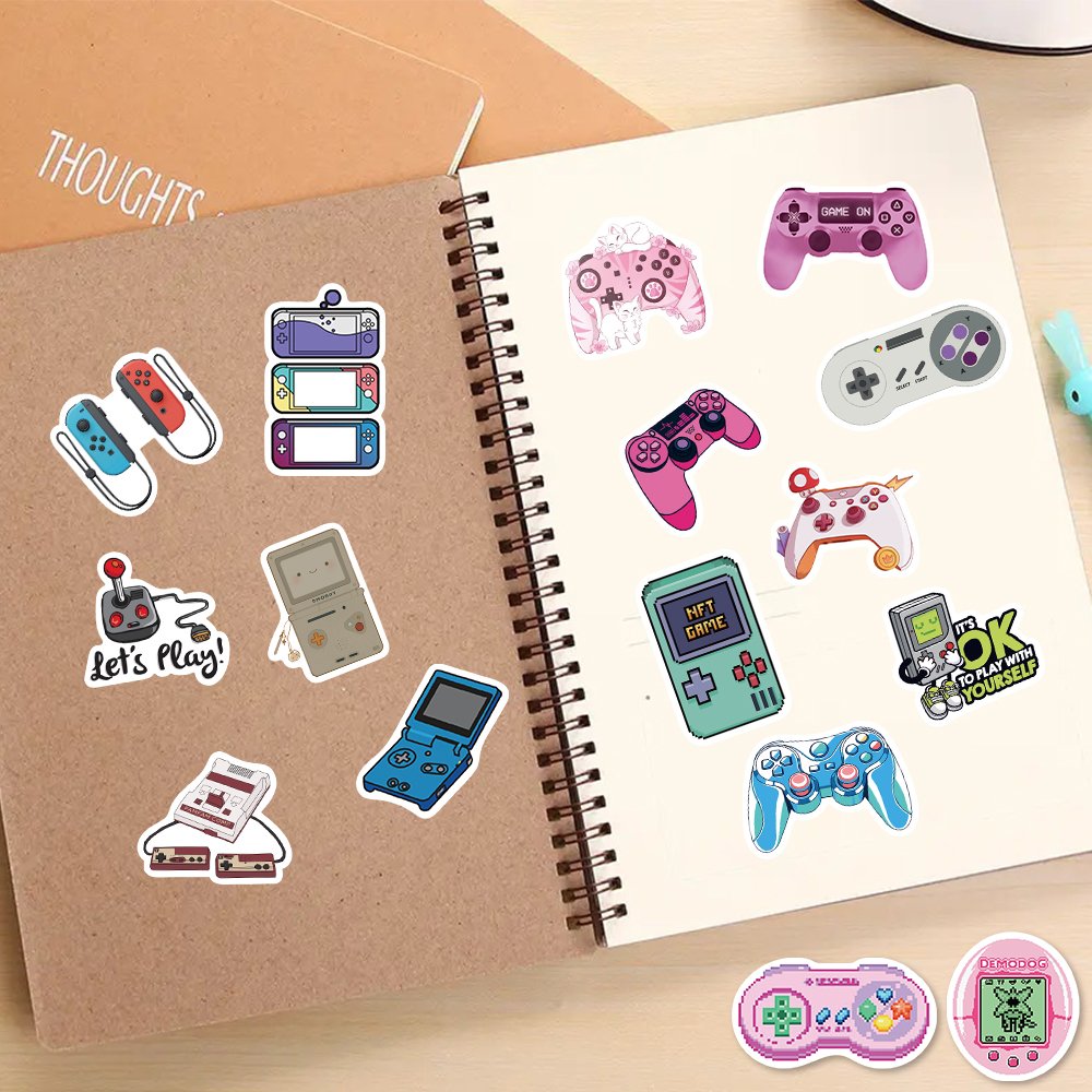 60pcs Funny Cartoon Game Gamepad Stickers Waterproof Diy Skateboard Laptop Computer Car Phone Case Decorative Sticker Kids Toys