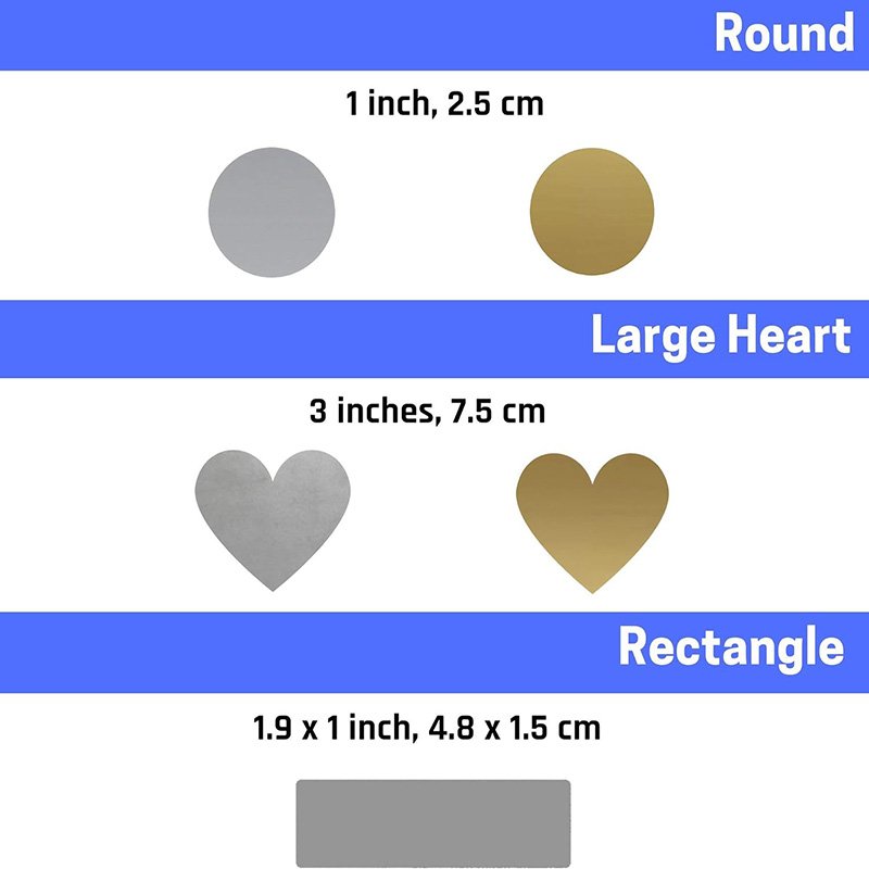 Custom Round Heart Square Shape Gold Silver Pink Scratch Card Scratch-Off Stickers, Scratch-Off-Sticker Labels