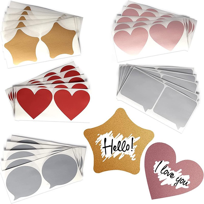 Custom Round Heart Square Shape Gold Silver Pink Scratch Card Scratch-Off Stickers, Scratch-Off-Sticker Labels