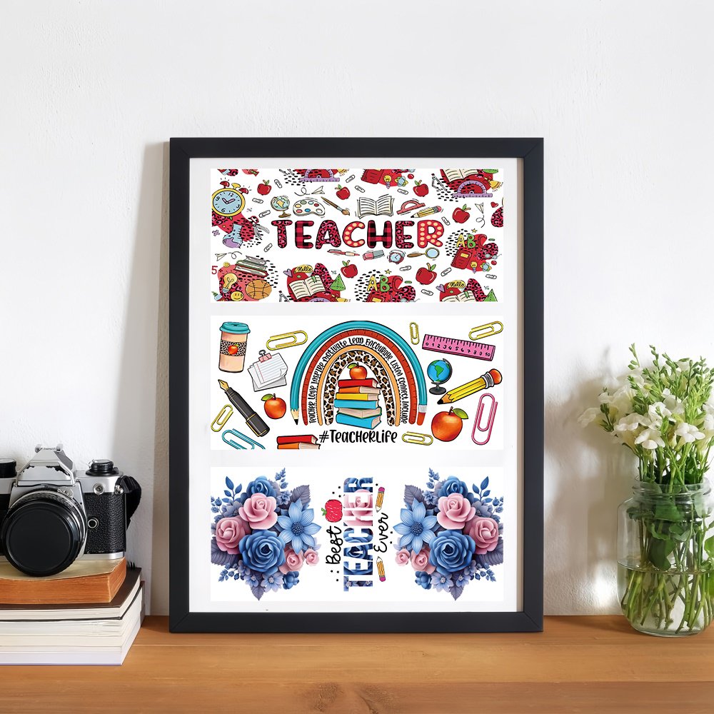 China Big Factory Good Price Transfers UV DTF Wraps 16oz Easy To Peel Tumbler Stickers Back to School Decals for Libbey Cups