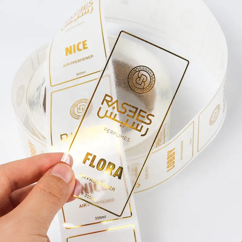 Chinese printing factory direct UV craft roll labels custom clear gold foil sticker