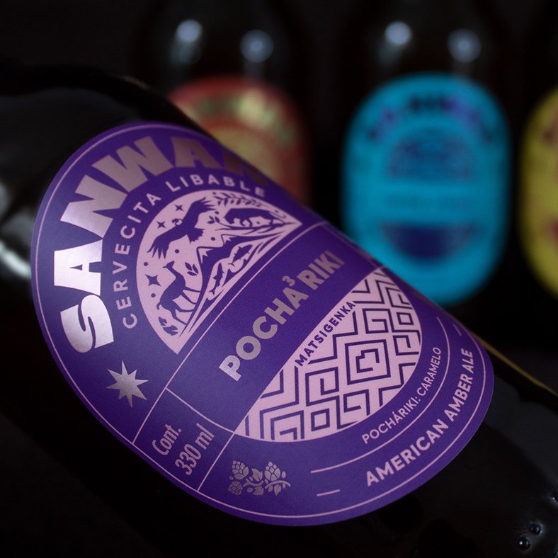 Custom craft IPA beer label metallic purple foil hot stamping bottle brew brand sticker,brewery bar waterproof packaging labels