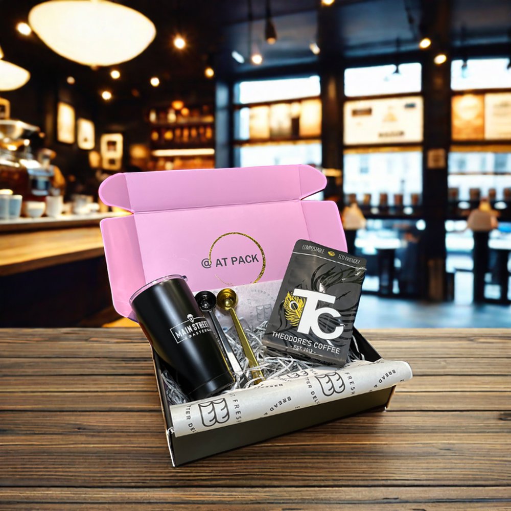 At Custom Printed Luxury Pink Black Paper Cardboard Coffee Packaging Shipping Mailing Corrugated Mailer Gift Set Box For Present