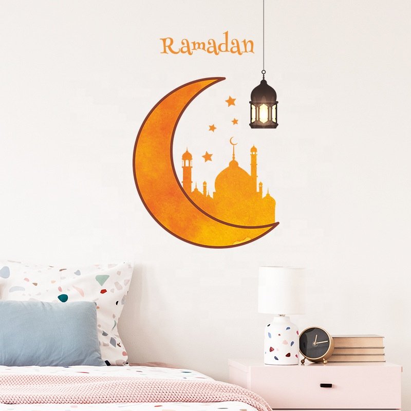 Eid Ramadan Wall Stickers PVC Decoration Table Living Room Islamic Wall Decal For Home Bedroom TV Backdrops Decor