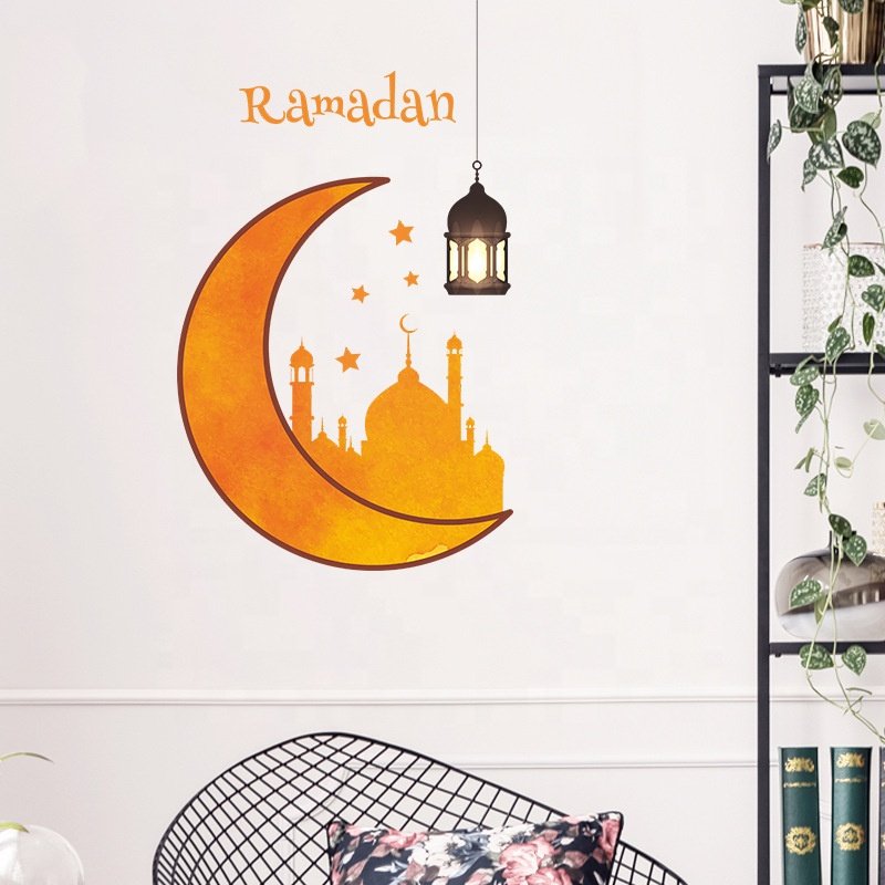 Eid Ramadan Wall Stickers PVC Decoration Table Living Room Islamic Wall Decal For Home Bedroom TV Backdrops Decor