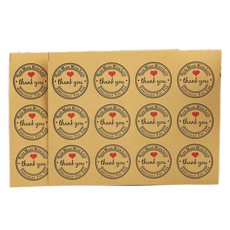 Custom Printing Gift Seal Label Kraft Paper Thank You Stickers Thank You Cards Stickers