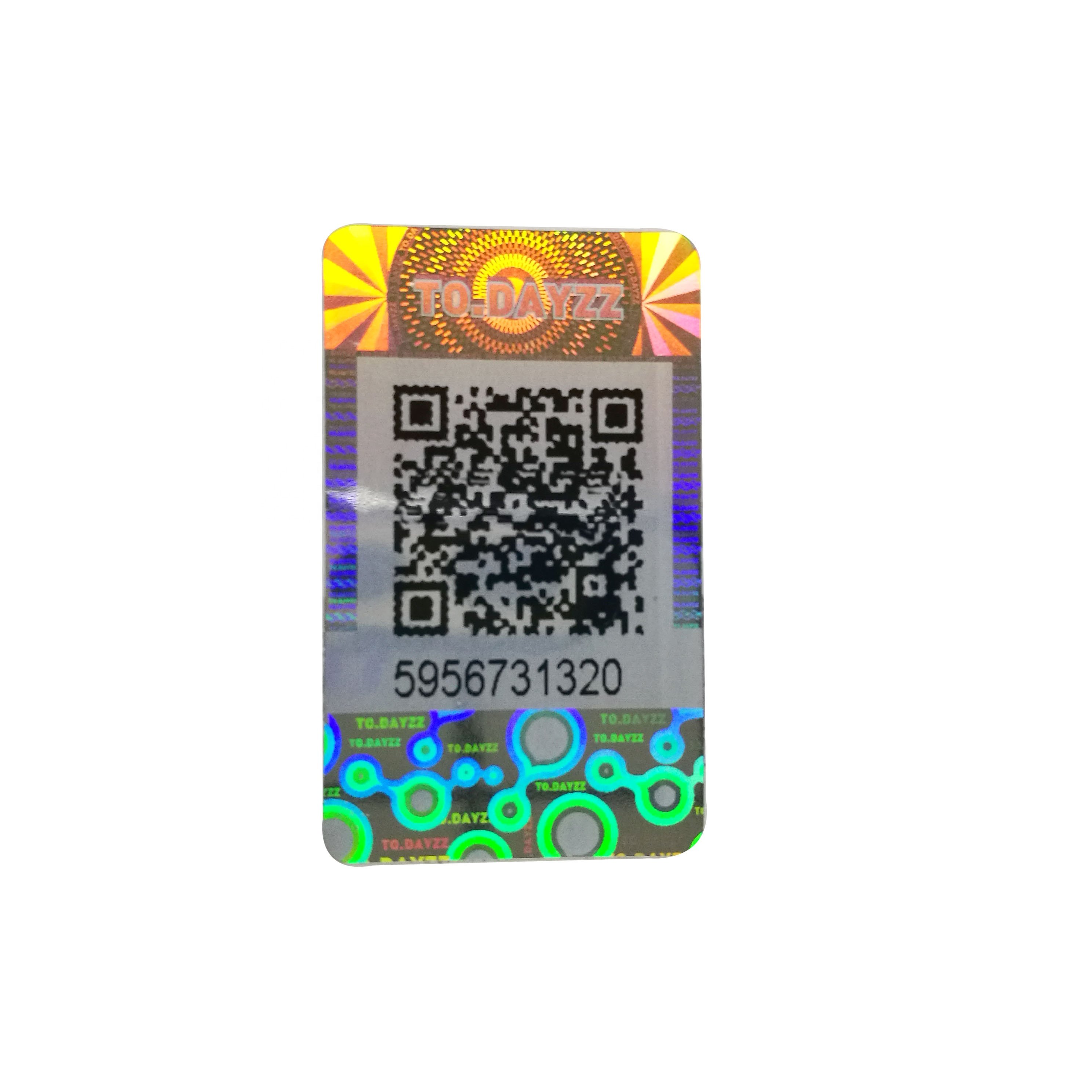 Custom hologram QR code sticker cosmetic verification checking sticker