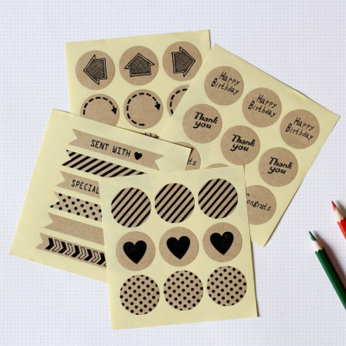 Custom logo printing a3 a4 self adhesive kraft paper labels stickers shipping packaging stickers