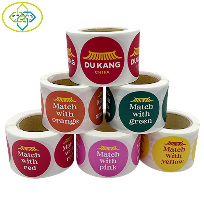 Custom Printed Roll Waterproof Vinyl PVC Round Circle Sticker