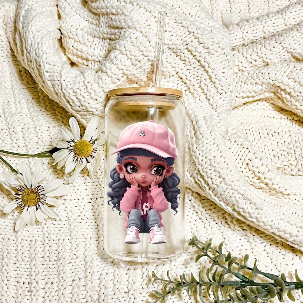 God Says I Am Black Queen Princess UV DTF Transfer Sticker Decal For Libbey Cold Cups Mugs Tumbler Waterproof DIY Logo Afro Girl