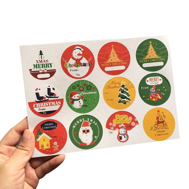 Custom printing waterproof pvc vinyl christmas stickers roll labels christmas stickers sheet