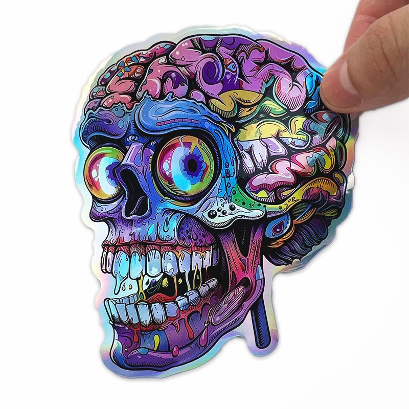 UV Resist Waterproof Custom Logo Die Cut Shiny Silver Laser Holographic Sticker Label Glitter Holographic Sticker Label