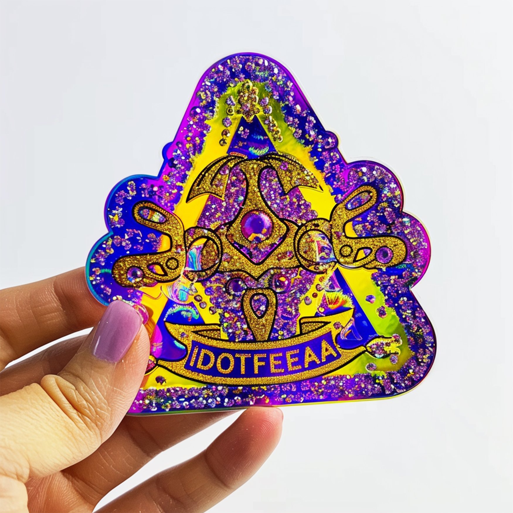 UV Resist Waterproof Custom Logo Die Cut Shiny Silver Laser Holographic Sticker Label Glitter Holographic Sticker Label
