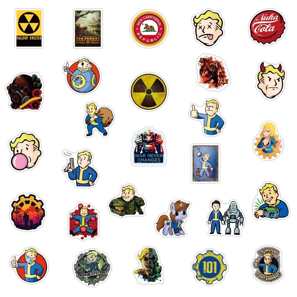 50Pcs Cool Doomsday Survival Game Fallout Sticker For Boy Skateboard Lugagge Laptop Phone Bottle Diy Graffiti Stickers