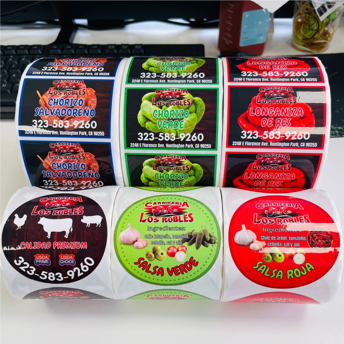 Custom waterproof food sticker roll brand logo vinyl packing sticker printing
