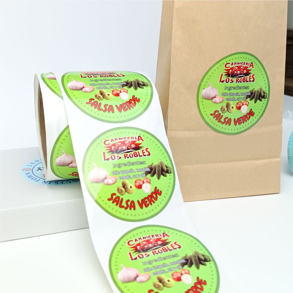 Custom waterproof food sticker roll brand logo vinyl packing sticker printing