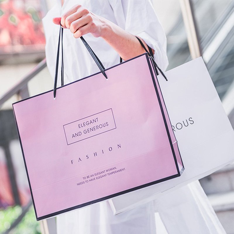Factory Custom Gift Bag Luxury Retail Shopping Paper Bag Handle Bulk Small Shopping Bag with handles for clothing