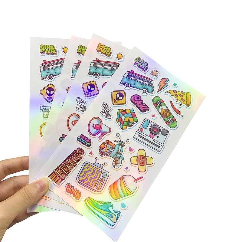 Self Adhesive Custom Sticker Sheet Printing Vinyl Kiss Cut Cartoon Logo Stickers Low MOQ
