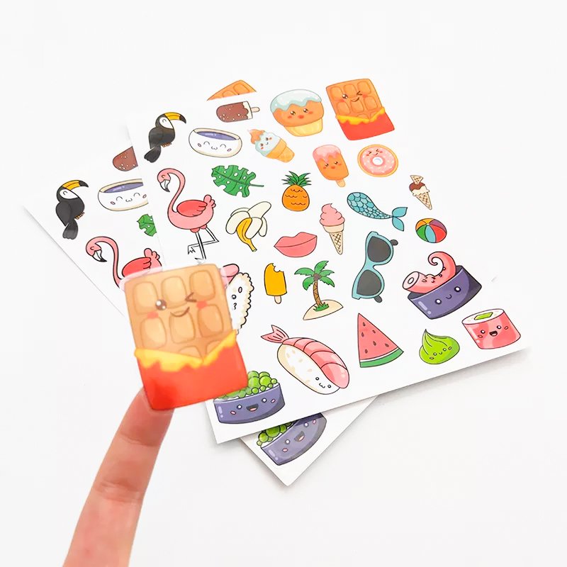 Self Adhesive Custom Sticker Sheet Printing Vinyl Kiss Cut Cartoon Logo Stickers Low MOQ