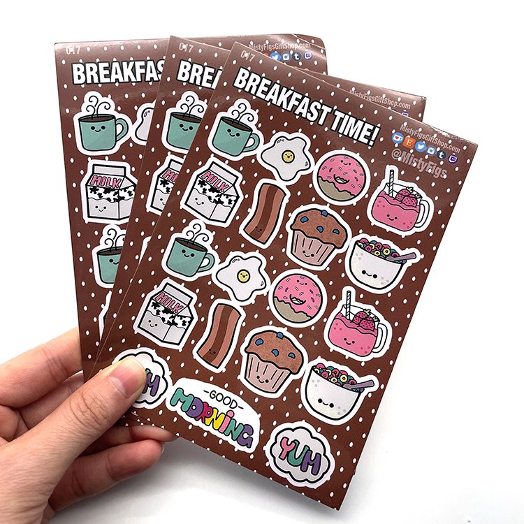 Self Adhesive Custom Sticker Sheet Printing Vinyl Kiss Cut Cartoon Logo Stickers Low MOQ
