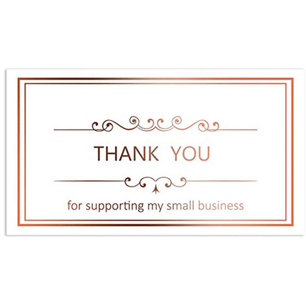 Custom Gold Foil Logo Paper Business Card White Thank You Card For Supporting My Small Business Thank You Sticker