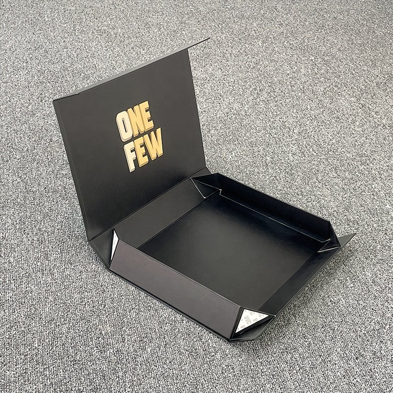 Custom Logo Luxury Black Gift Cardboard Paper Packaging Magnetic Folding Box
