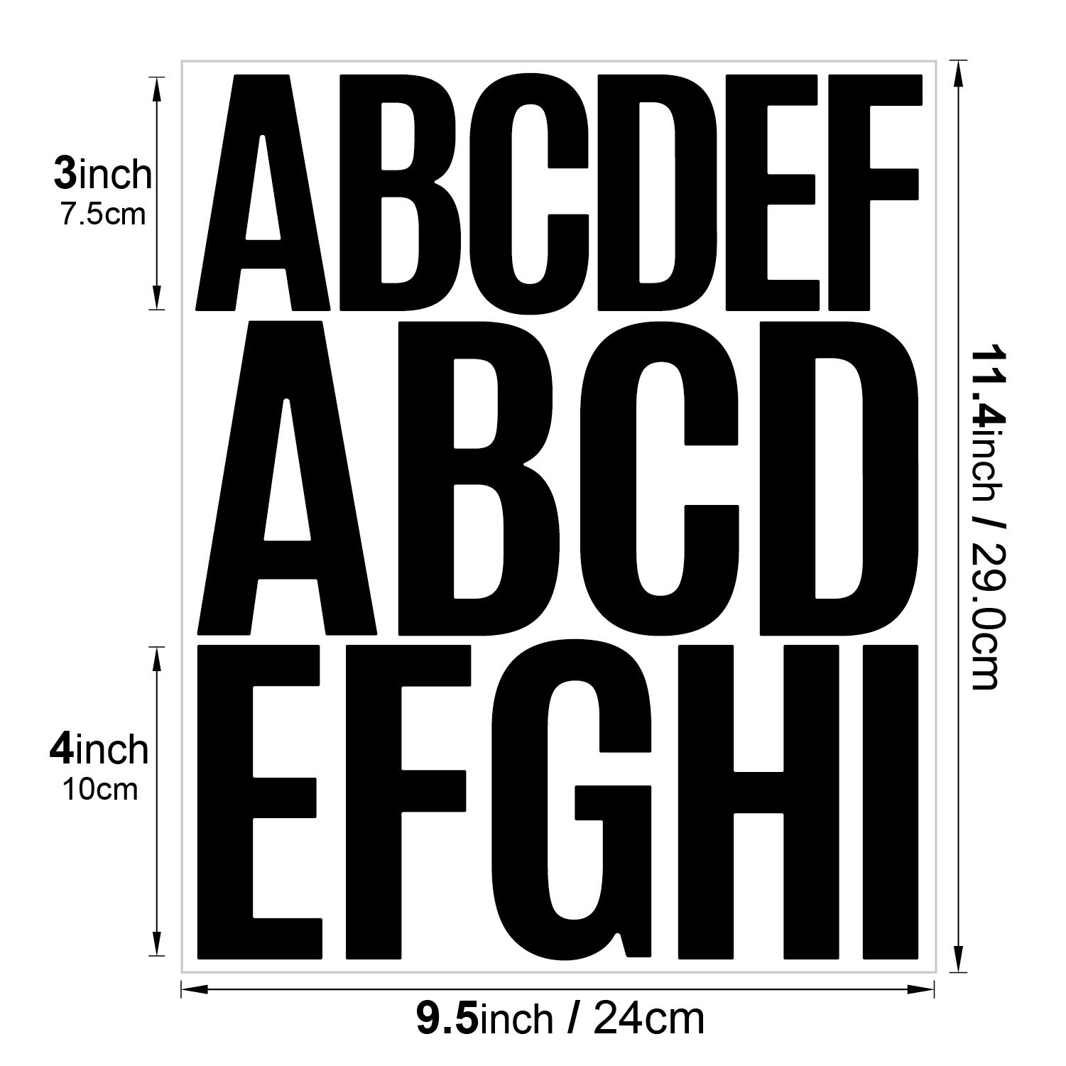 3+4inch Letter Stickers Large Size Mailbox Holiday Gift Decoration Waterproof Vinyl Alphabet Letter Sticker Sheet