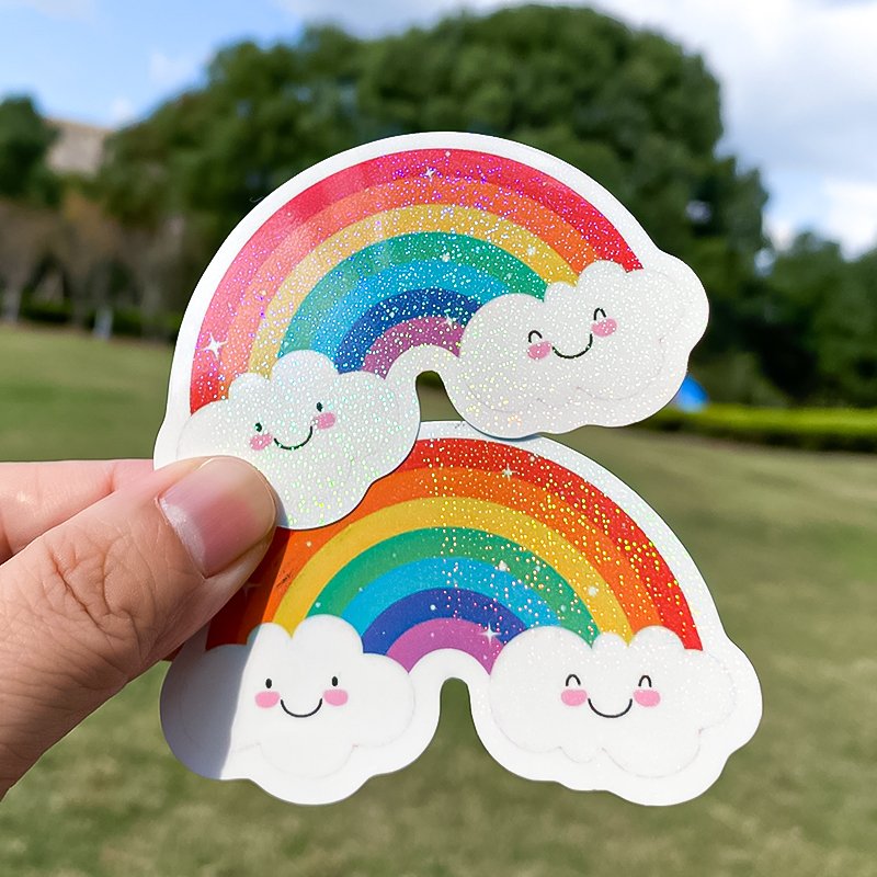 Nice Quality Custom Vinyl Holographic Heart Cute Sticker Logo Label Cartoon Printing Die Cut Anime Stickers