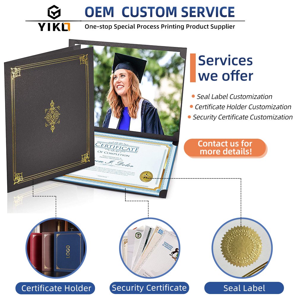 A5 Size Certificate of Authenticity Customized with Hologram Sticker Degree Paper Printing College Diploma Security Paper
