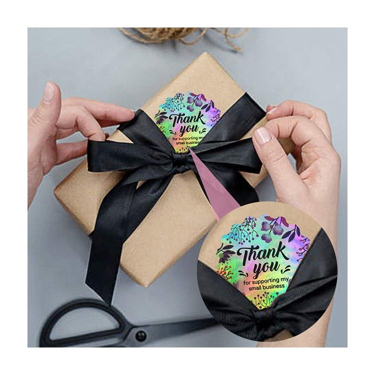 1.5-Inch 500pcs Laser Stickers Printed Custom Gold Foil 'Thank You' Sticker for Small Business Packaging Labels