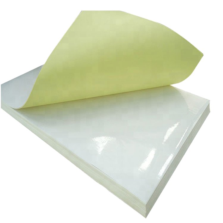 Self Adhesive Paper High Gloss Sticker in sheet or in roll with Glassine release paper liner