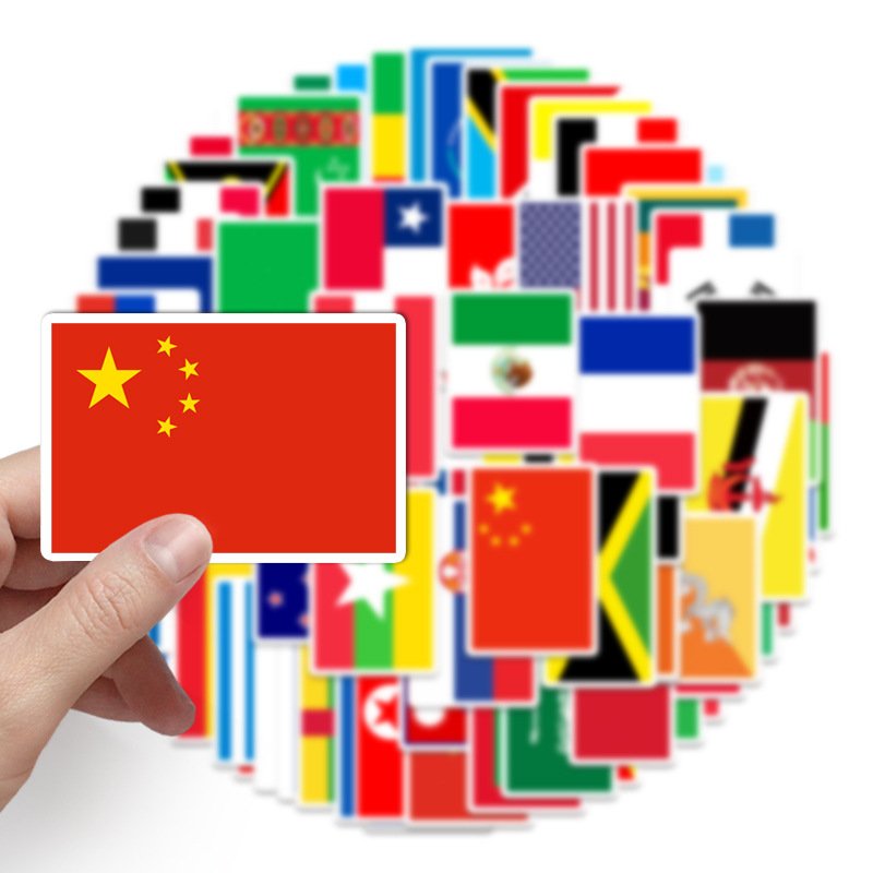 105Pcs Country Flags Graffiti Waterproof Stickers Water Bottle Suitcase Scooter Laptop Car PVC Sticker Custom