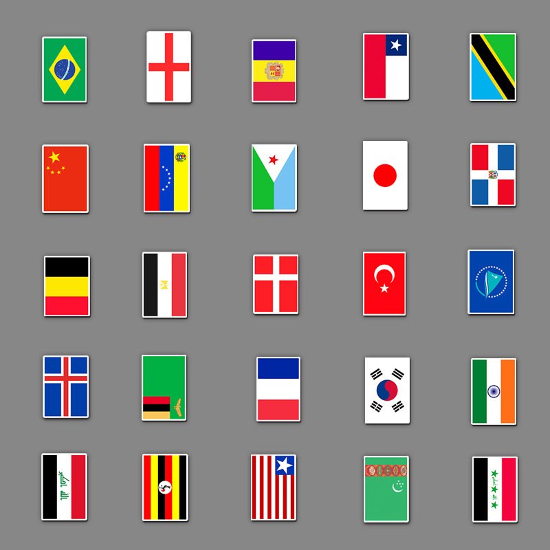 105Pcs Country Flags Graffiti Waterproof Stickers Water Bottle Suitcase Scooter Laptop Car PVC Sticker Custom