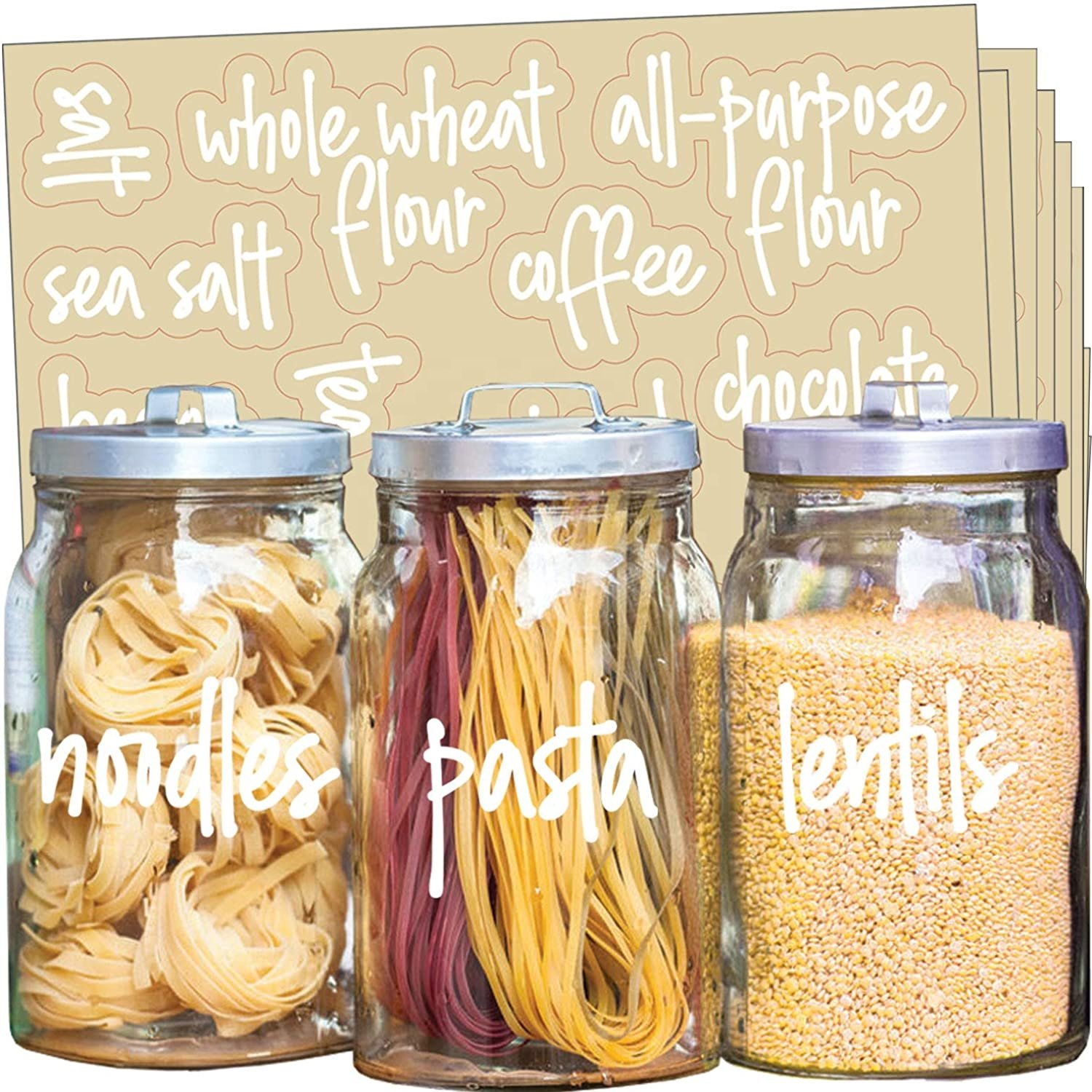 Kitchen Containers Water Resistant Clear Transparent Label Spice Sticker, Square Rectangle Seasoning Spice Storage Jar Labels