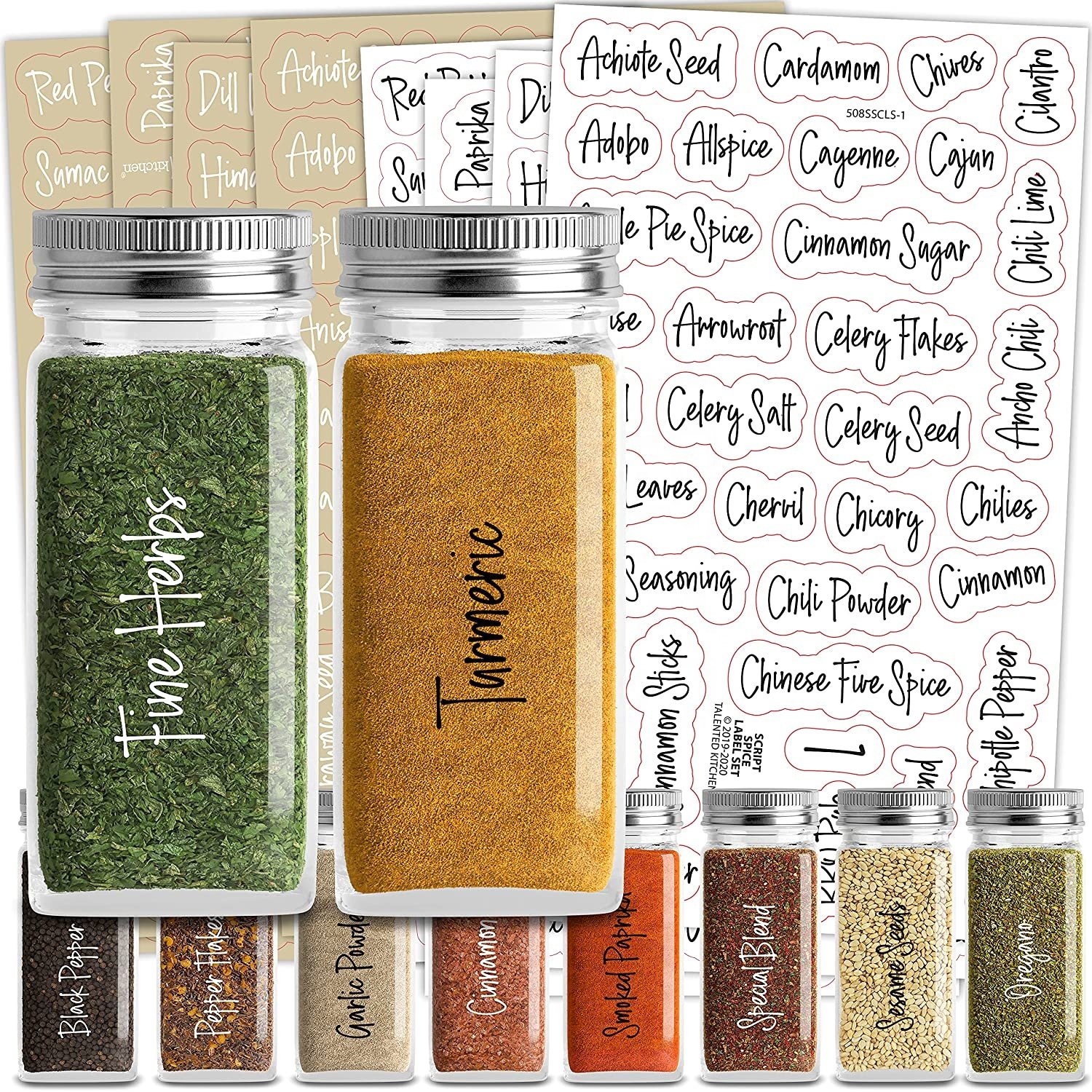 Kitchen Containers Water Resistant Clear Transparent Label Spice Sticker, Square Rectangle Seasoning Spice Storage Jar Labels