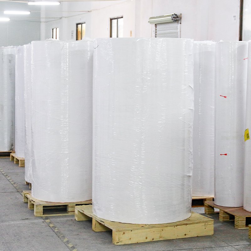 jumbo roll Semi Glossy art paper sticker packaging labels self adhesive paper label paper raw materials