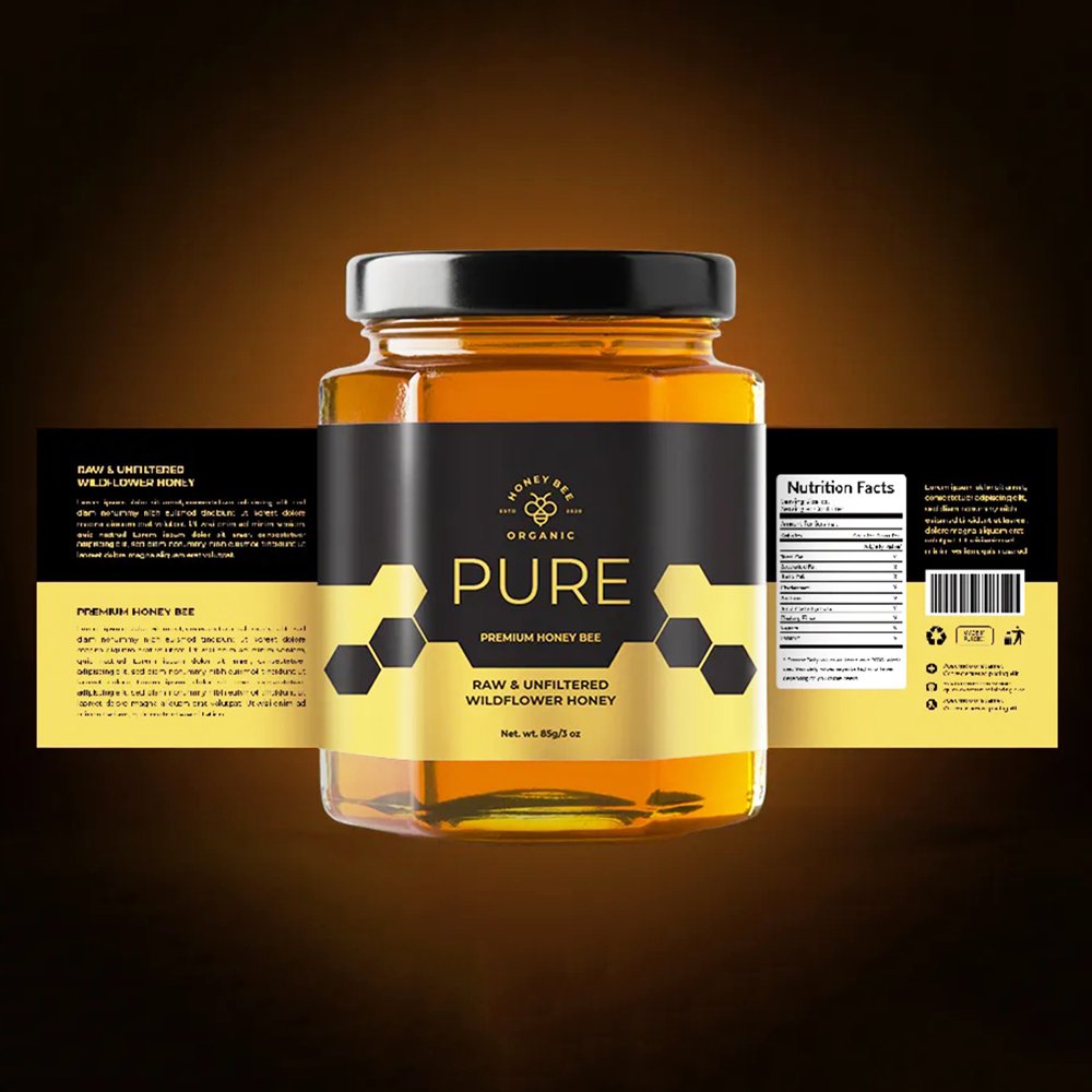 CMYK Printing Custom Waterproof Gold Foil Logo Hot Stamping Packaging Label Stickers Honey Labels Sticker For Bottles Jars