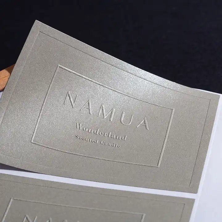 Custom the special texture paper 3D embossed black self adhesive stickers matte packaging labels