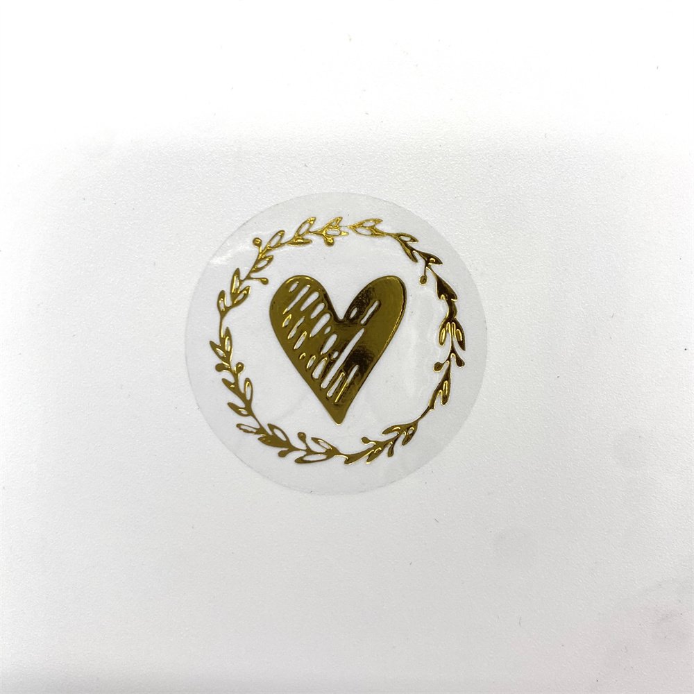 200pcs Per pack Gold and Silver love shape stamping printed clear foil logo sticker