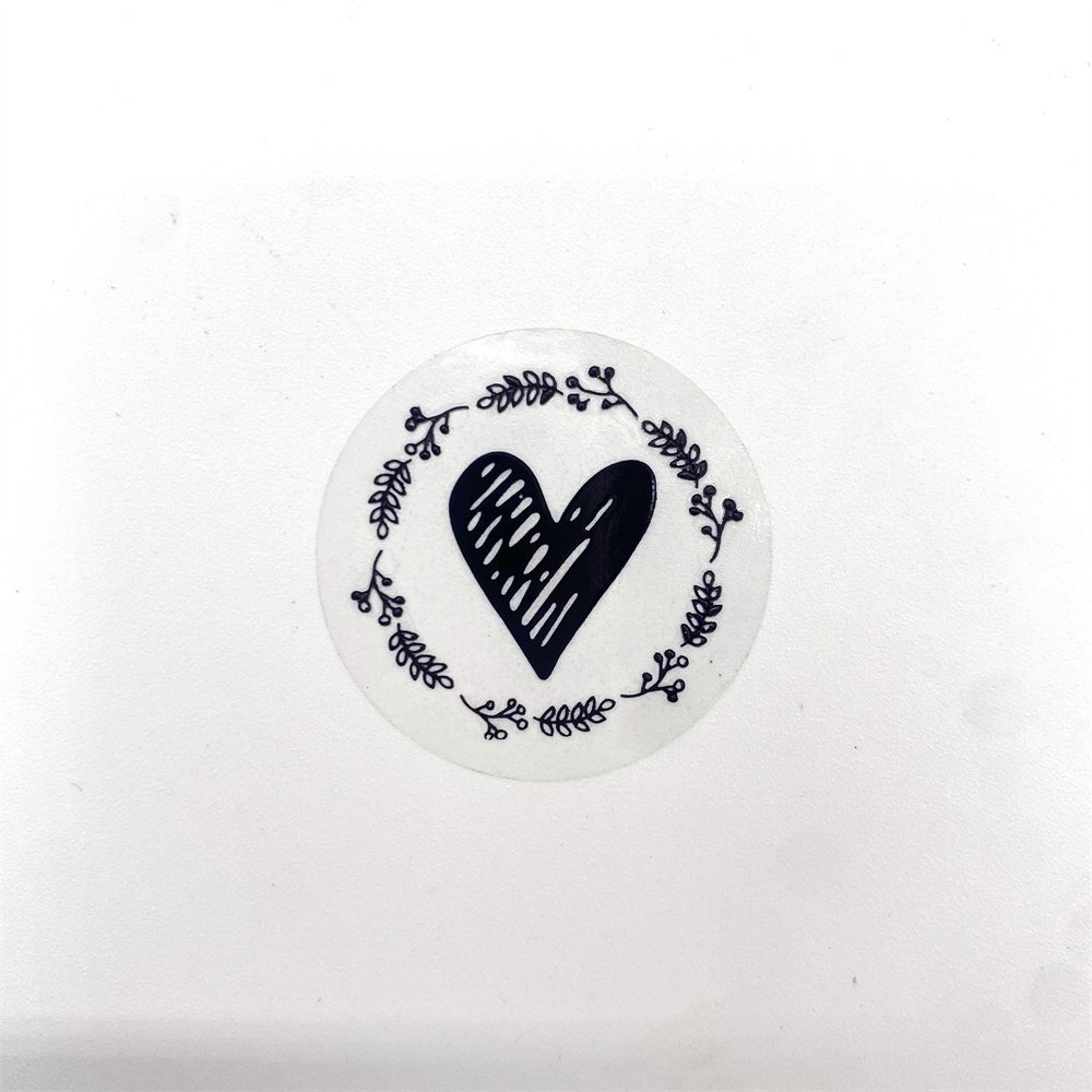 200pcs Per pack Gold and Silver love shape stamping printed clear foil logo sticker
