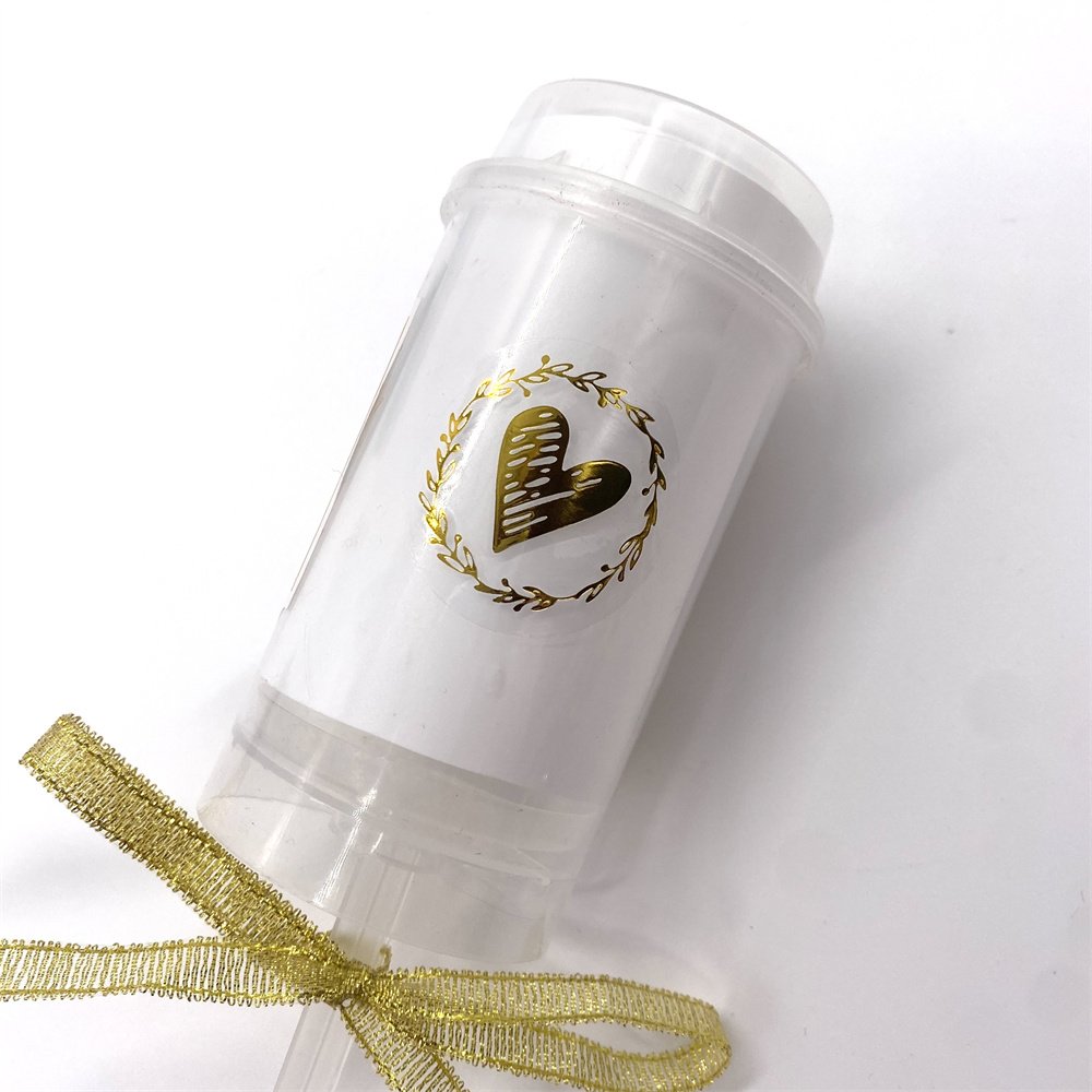 200pcs Per pack Gold and Silver love shape stamping printed clear foil logo sticker