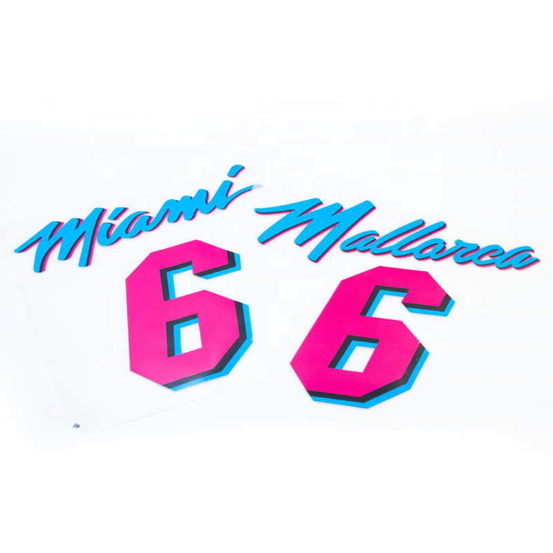 Hot Sale Heat Transfer Number Sticker for Jersey Screen Printed Jersey Number Custom Logo Garment PET Film Offset 2023042802
