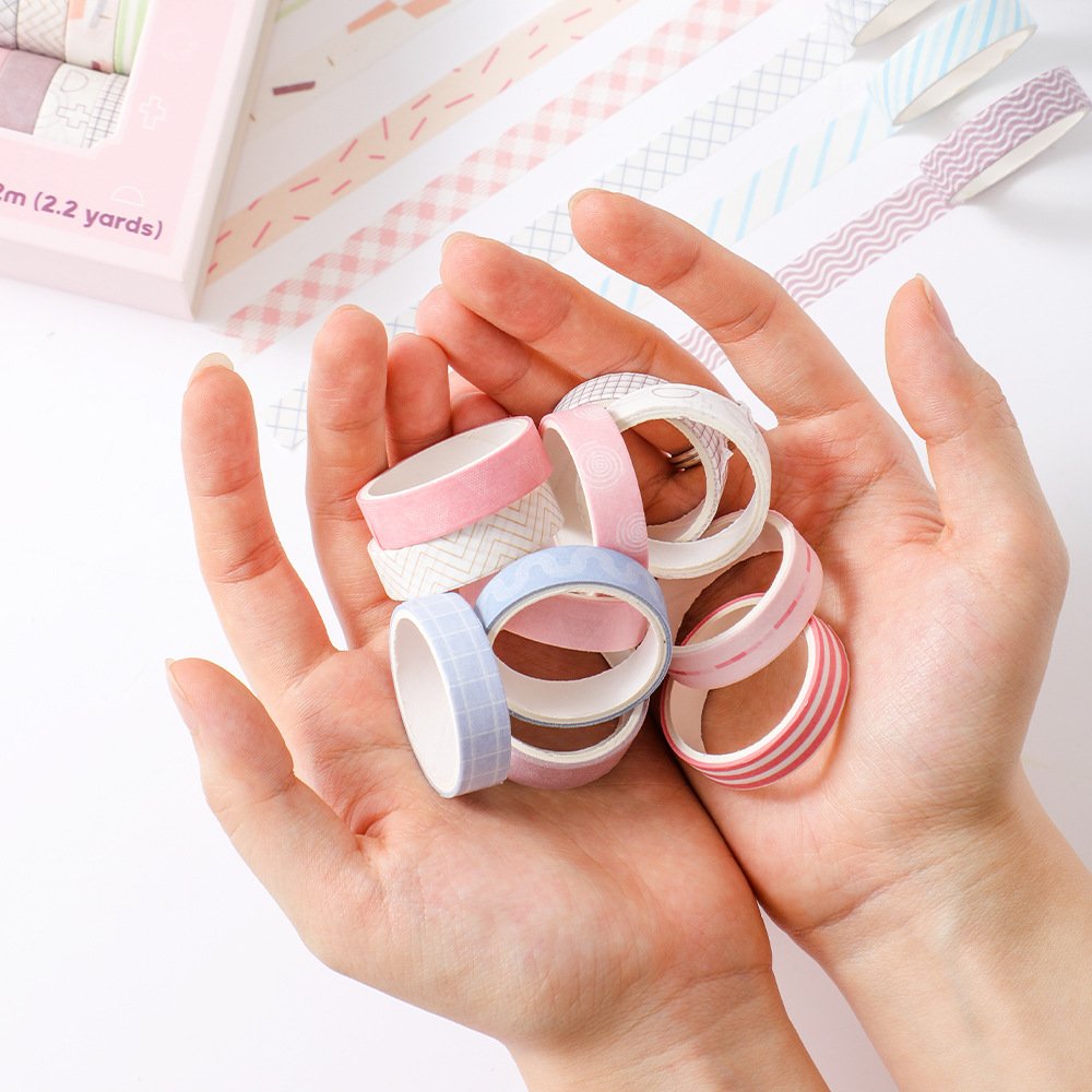 Simple solid color basic handbook tape creative color washi tape set DIY rainbow decorative sticker tape 20 rolls