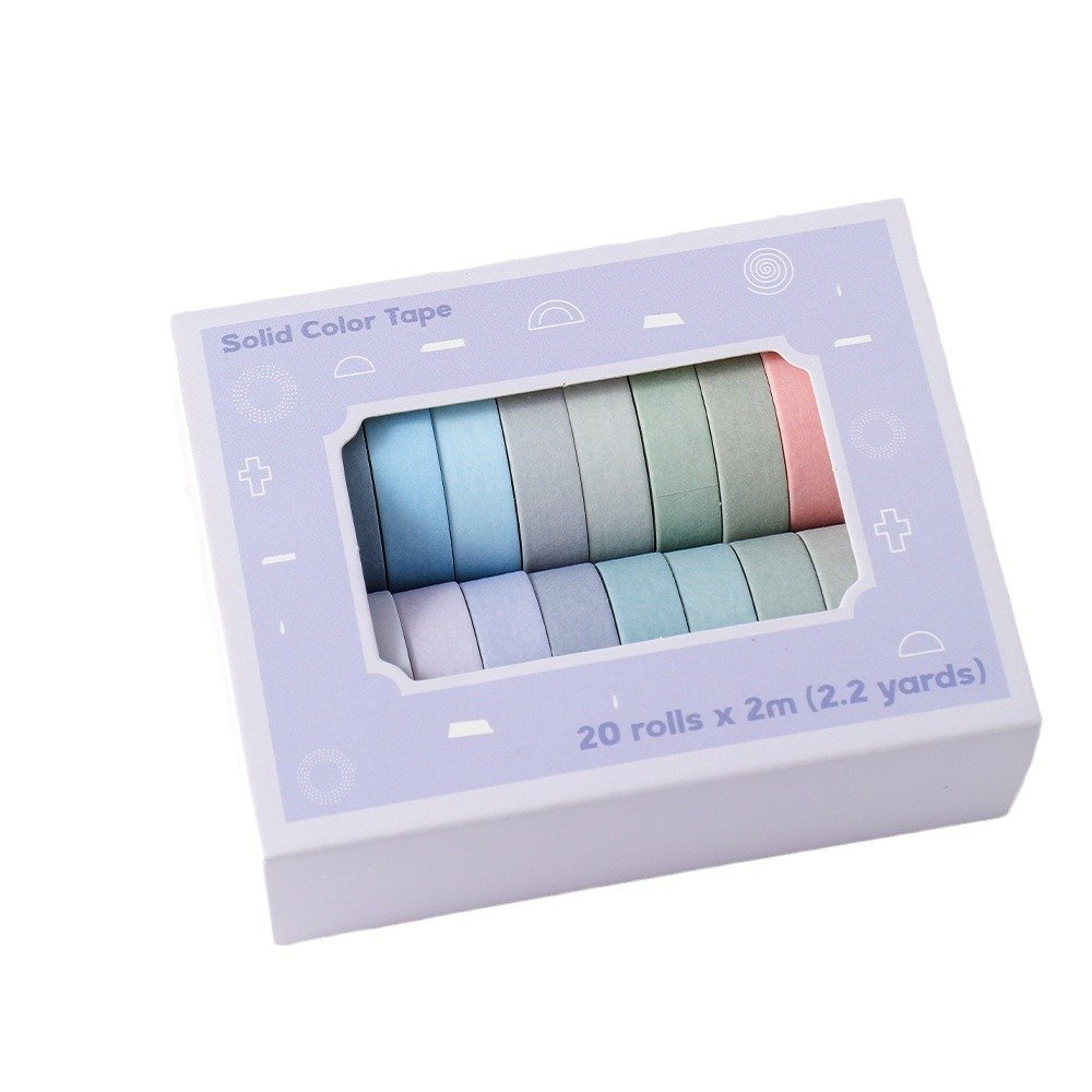 Simple solid color basic handbook tape creative color washi tape set DIY rainbow decorative sticker tape 20 rolls
