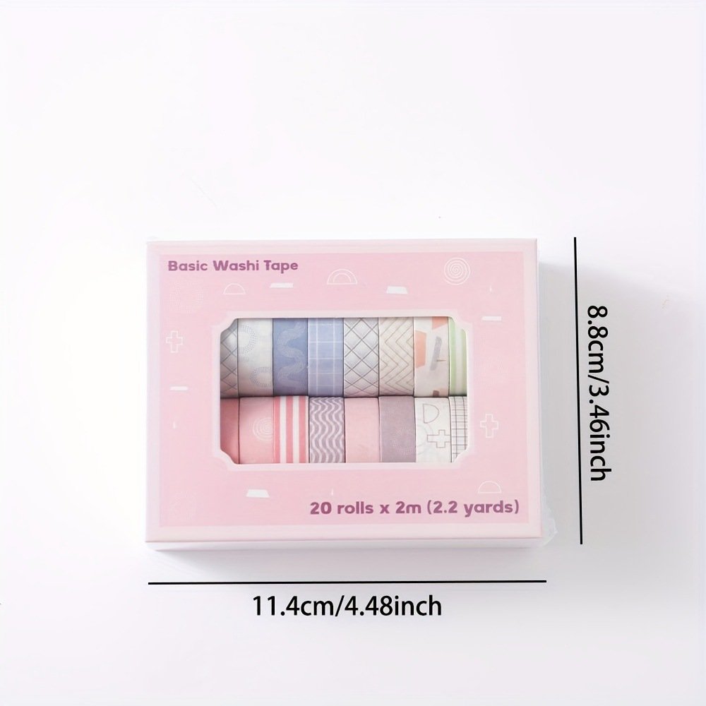 Simple solid color basic handbook tape creative color washi tape set DIY rainbow decorative sticker tape 20 rolls
