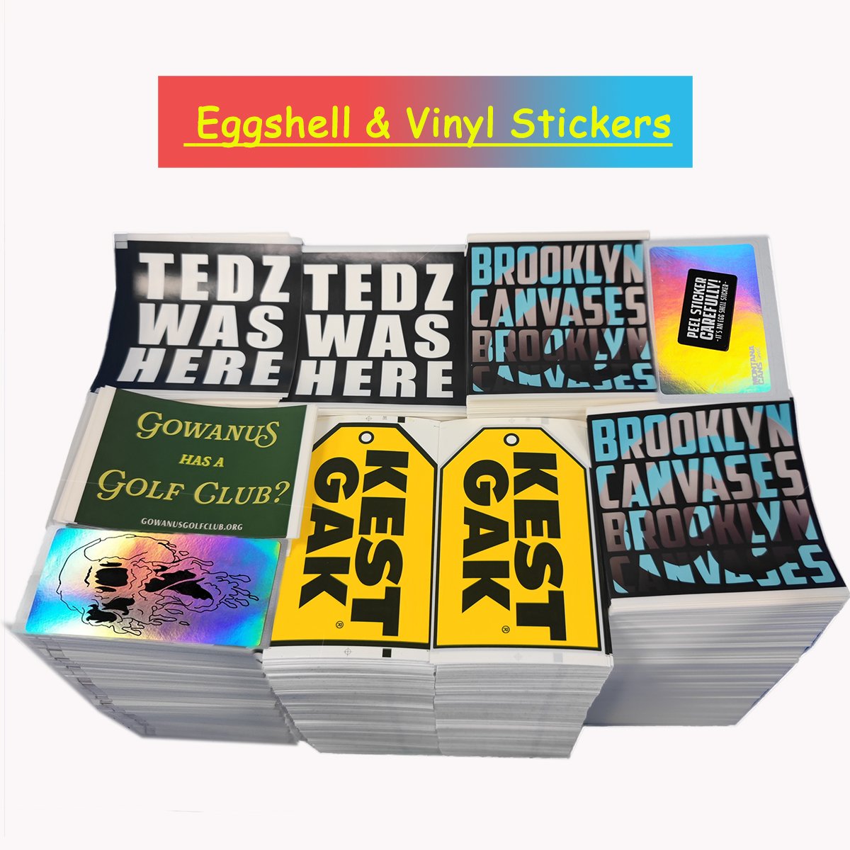 OEM /ODM Custom Destructible Eggshell Stickers sheet Vinyl stickers Label Paper Graffiti Paint Use die cut or kiss cut sticker