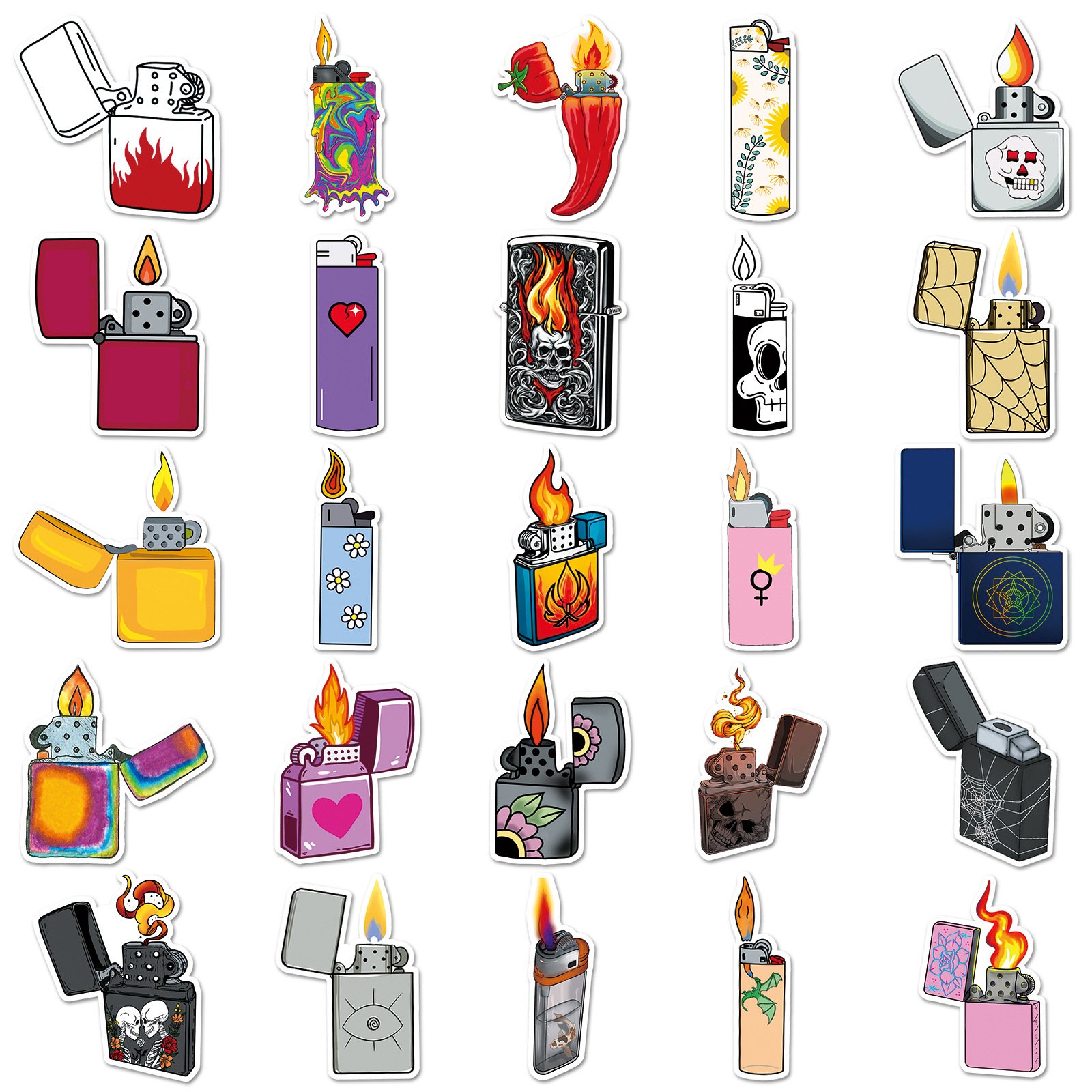 50PCS Cool vintage smoking cigarette fire lighter sticker