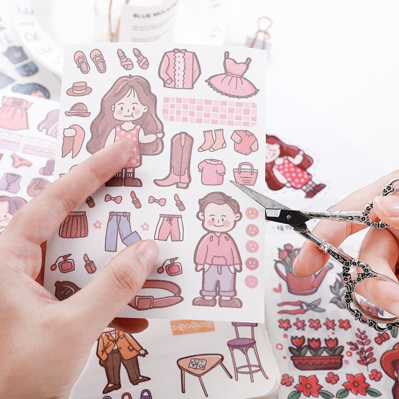 STICKERS PUNK 4 Pcs Kawaii Washi Stickers Cute Cartoon Diy Sticker Decal Pack For Journaling Scrapbooking Kids Diy Crafts 03990